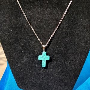 Turquoise style cross necklace